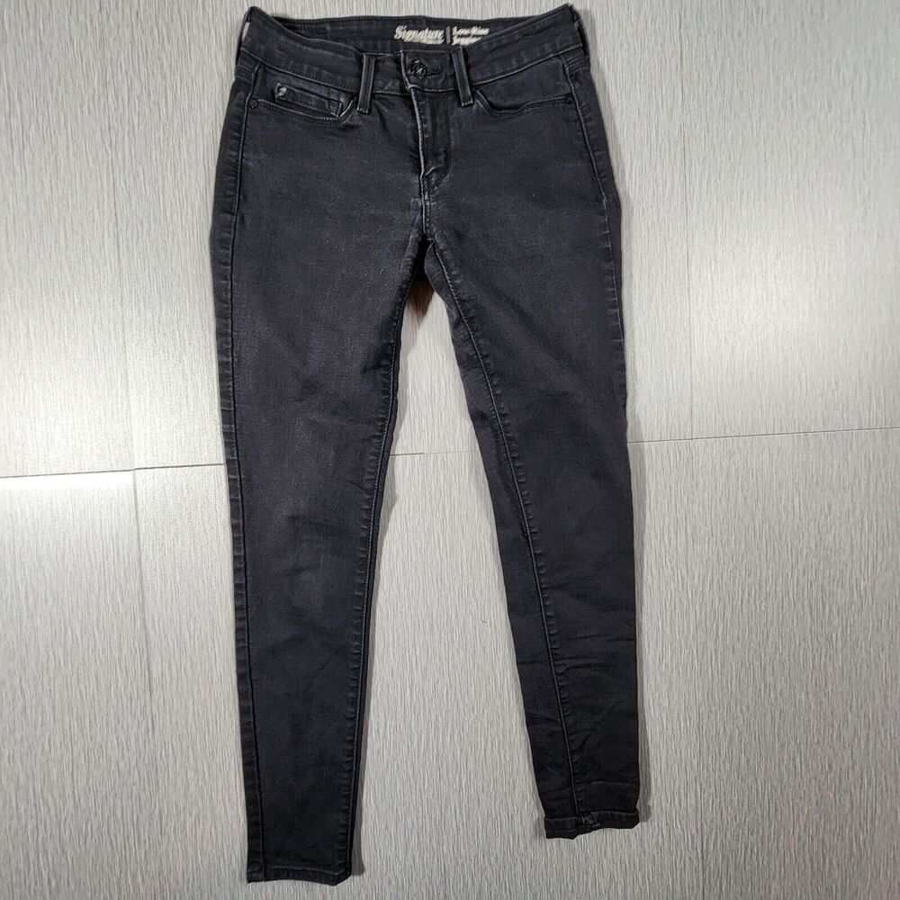 Signature Levi Strauss Low Rise Jegging Denim Jeans Black Womens Size 2